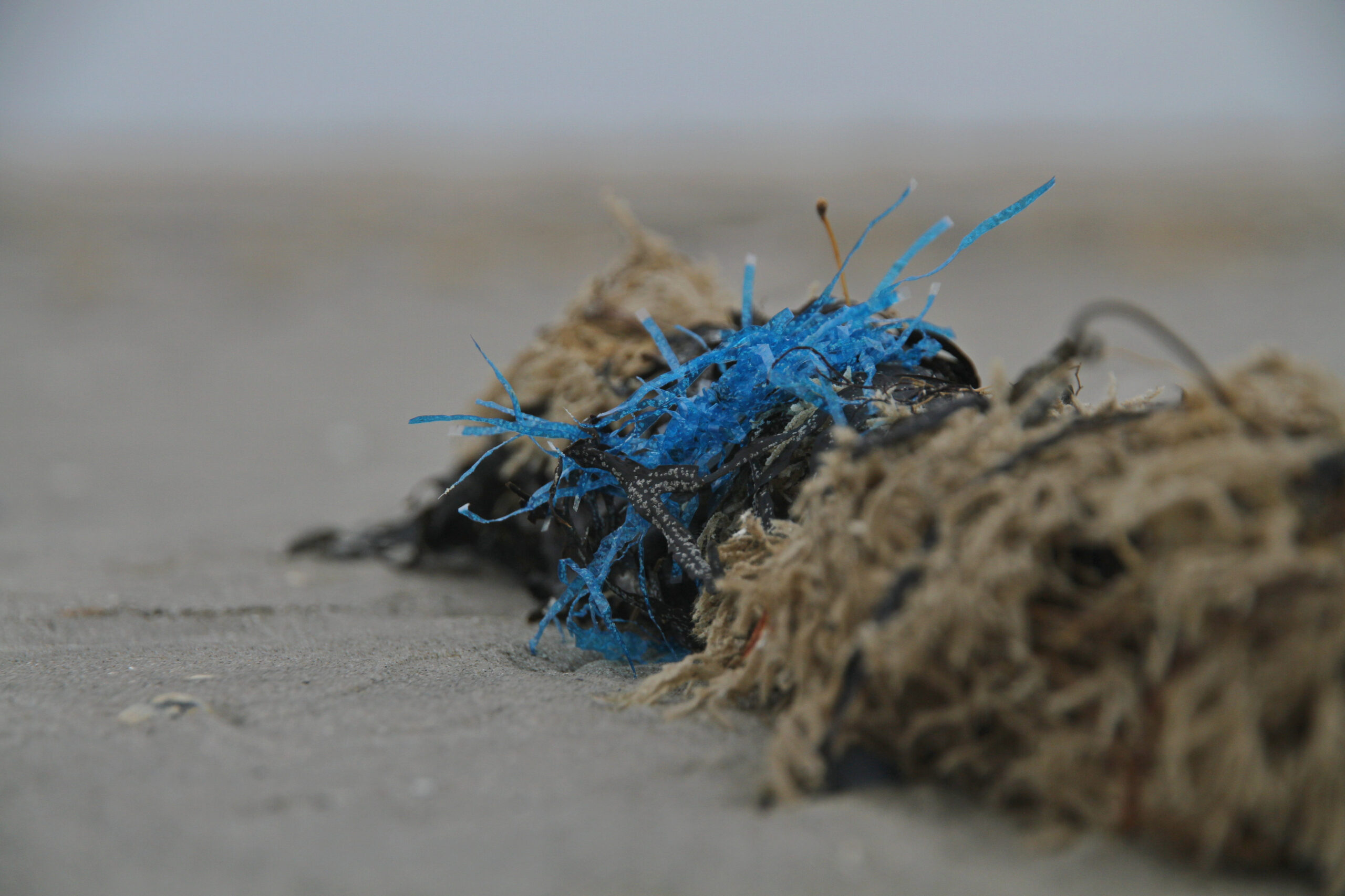 Plastic zwerfafval op het strand